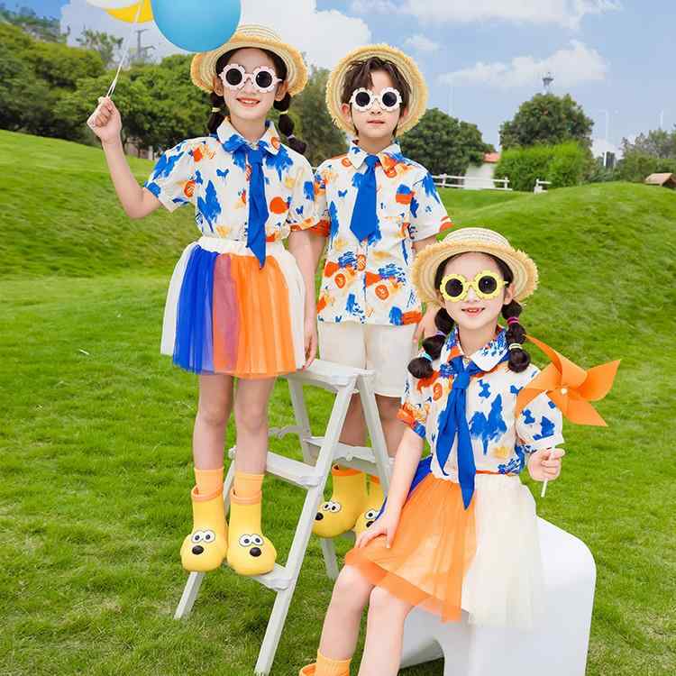 子供用ダンス衣装 バレエ 発表会 運動会 チアガール コスチューム 綿混 夏 100cm 110cm 120cm 130cm 140cm 150cm 160cm 170cm 180cm