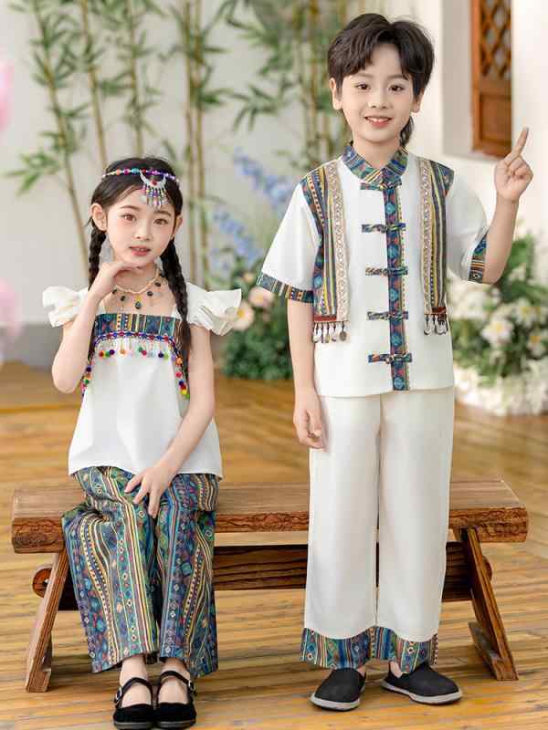 キッズ ダンス衣装 子供 民族衣装 少数民族 苗族 彝族 瑶族 春夏 男の子 女の子 舞台衣装