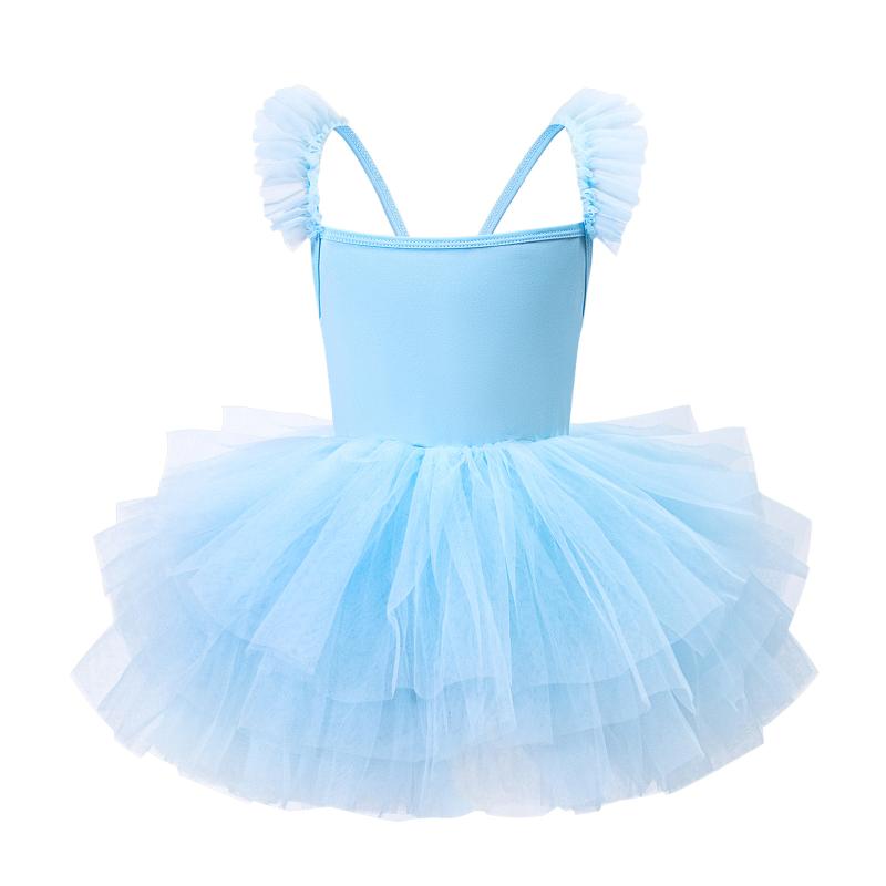 子供用 バレエ レオタード 女の子 キッズ 体操服 練習着 キャミソール ワンピース チュールスカート 発表会 舞台衣装 公演 ダンスウェア ブルー