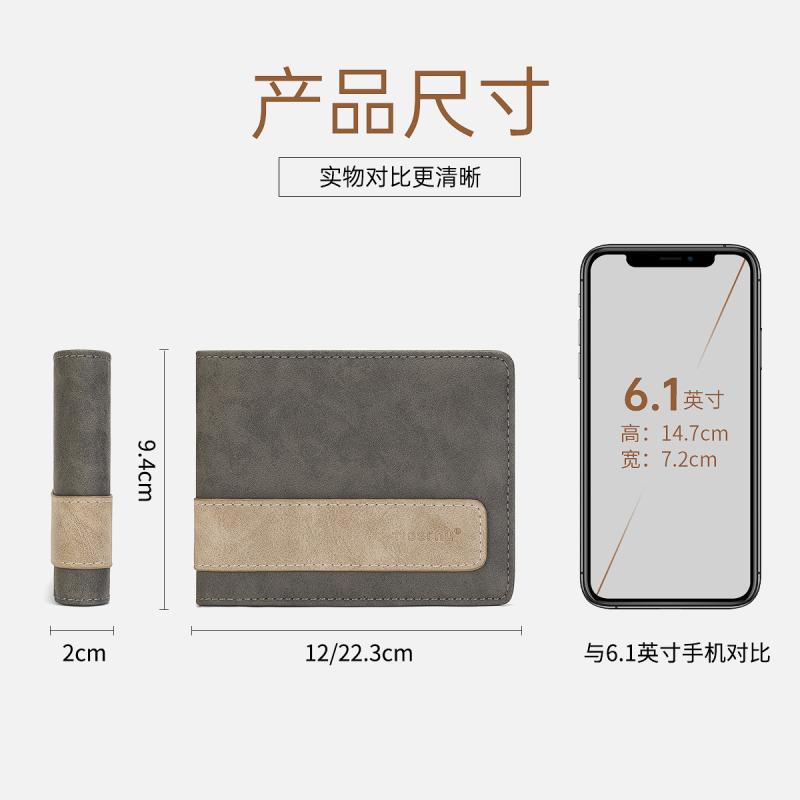 金入れ 成人男性用 釣り銭入れ 歌留多容れもの スキミング押しとどめる PUなめし革 薄墨色 黒いこと 軽さ 大静電容量(x500)