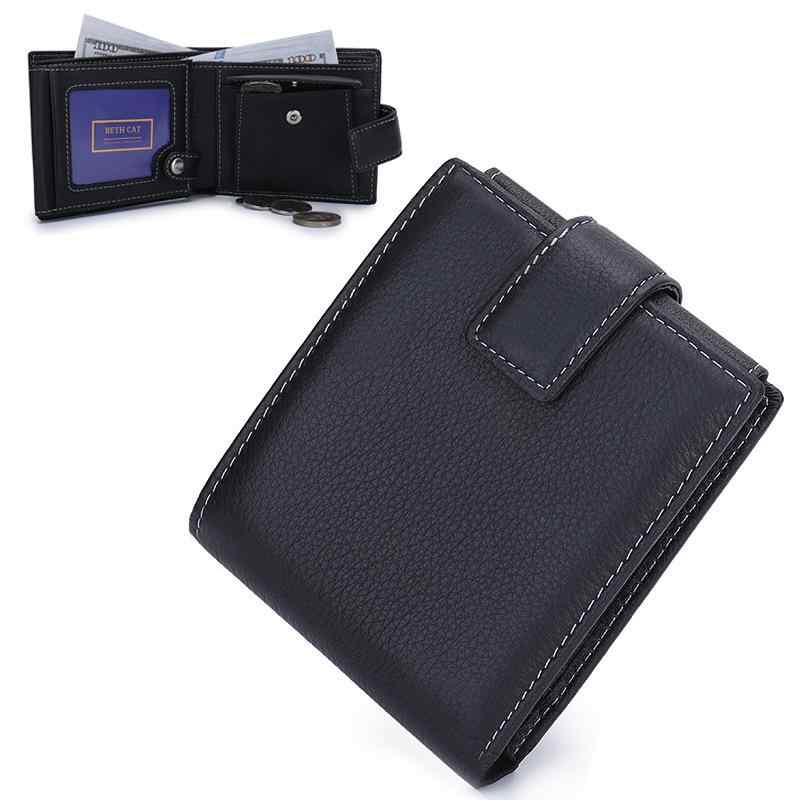 財布 メンズ 男性用 本革 レザー 二つ折り財布 カードケース 小銭入れ付き シンプル ブラック 普段使い(x10)