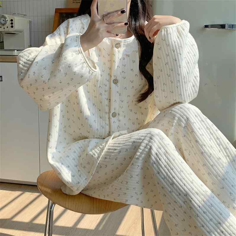 パジャマ レディース 大きいサイズ 長袖 コットン 上下セット 厚手 あったか 保温性 ラウンドネック 寝巻き 部屋着 ルームウェア かわいい 春夏 秋冬 さくらんぼ 花柄 りんご 猫 格子柄 犬 4,526円
