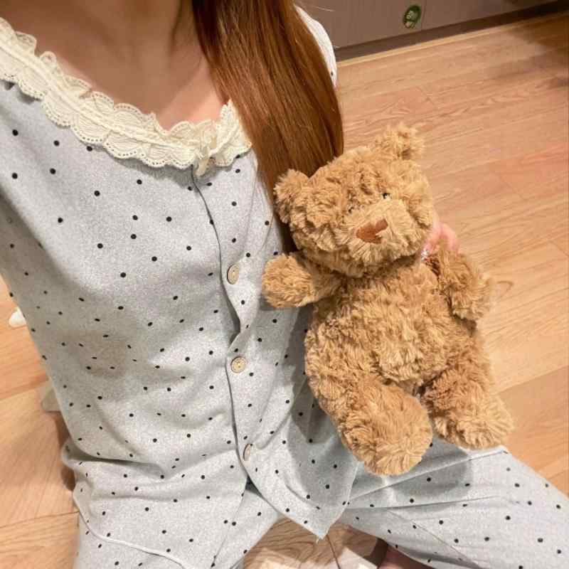 パジャマ レディース 冬用 暖かい 寝巻き 部屋着 ルームウェア 上下セット かわいい 猫柄 レース 灰色 アクリル 保温性 学生 女性用 春秋冬