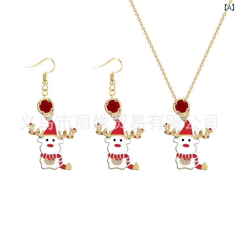 ネックレス & イヤリング レディース クリスマス 雪だるま サンタクロース 手袋 帽子 クリスマスモチーフ アクセサリー 合金製 ファッション 普段使い パーティー イベント(x6)