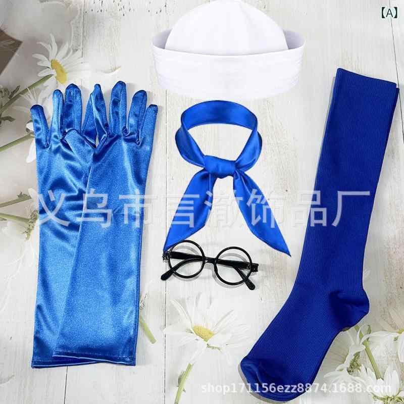 帽子 手袋 パーティーグッズ 子供用 セーラー服 水兵 コスプレ イベント 仮装(x5)