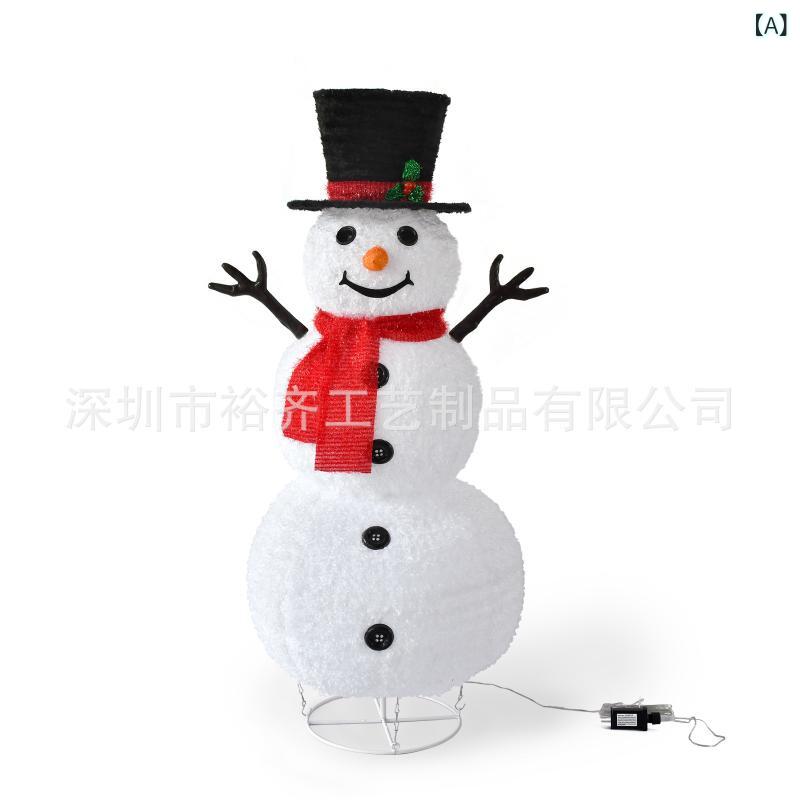 クリスマス 雪だるま LEDライト付き 庭 飾り オーナメント 伸縮 アイアン 雪だるま 帽子付き(x200)