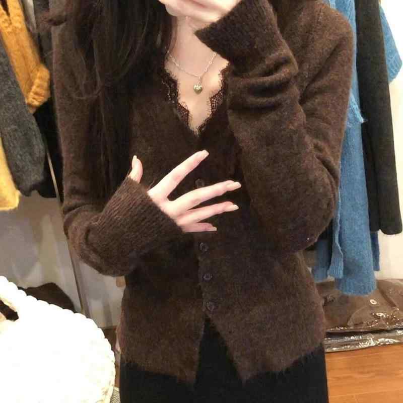 ニット カーディガン レディース Vネック 長袖 トップス 秋冬 春物 セーター 通勤 オフィス カジュアル かわいい ゆったり 伸縮性 あったか 柔らかい グレー ブラック ベージュ ブラウン