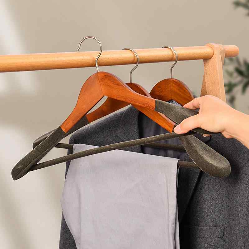 ハンガー 男性用 女性用 木製 ウッド 植毛 衣類ハンガー 北欧風 レトロ 型崩れ防止 コート ジャケット スーツ ニット｜トミーショップ 店