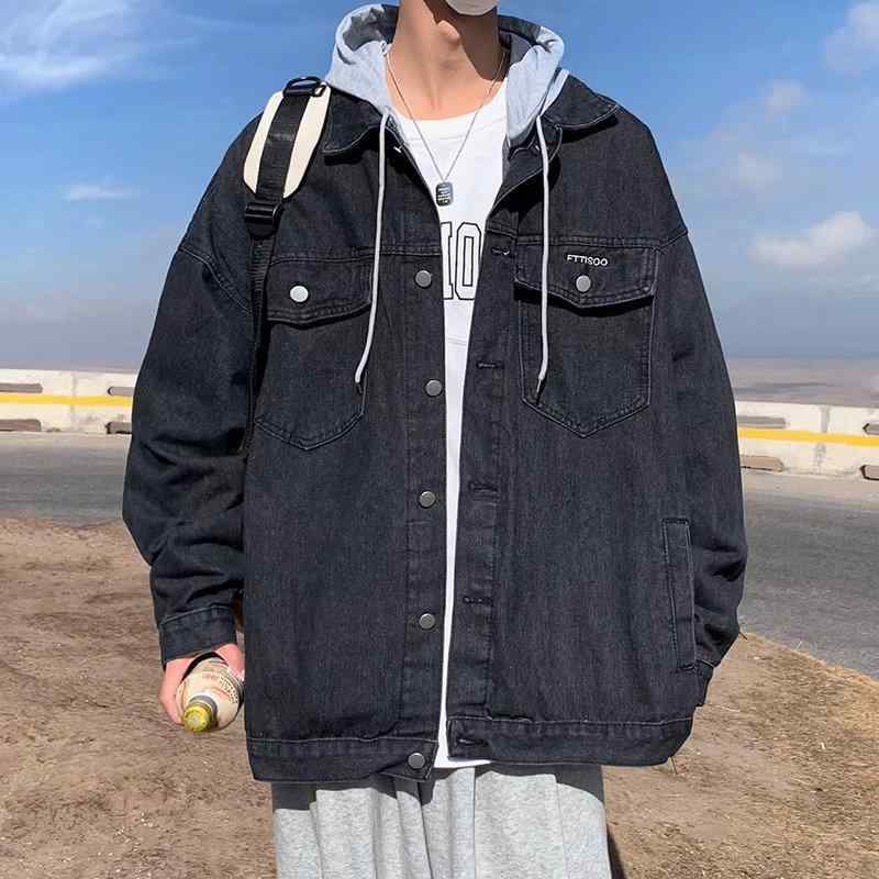 ジャケット メンズ デニムジャケット フード付き Gジャン 韓国風 ブルゾン アウター カジュアル ゆったり M L XL XXL XXXL ブラック ブルー 耐摩耗