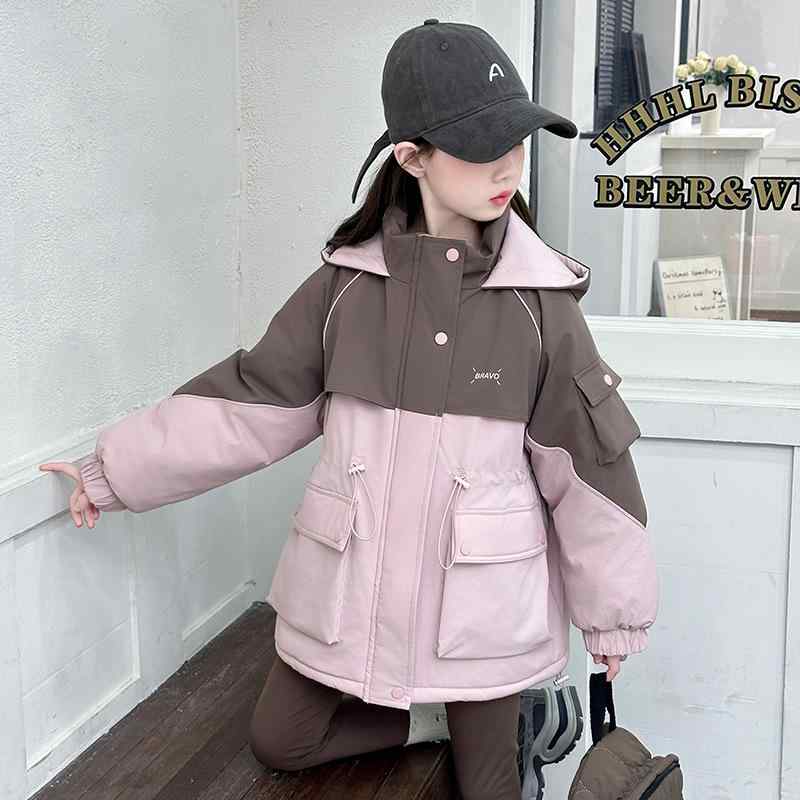 子供服 アウター 秋冬 女の子 裏起毛 厚手 マウンテンパーカー 子供 冬 かわいい ジャンパー 韓国風 ブラック ピンク系 120cm 130cm 140cm 150cm 160cm 170cm
