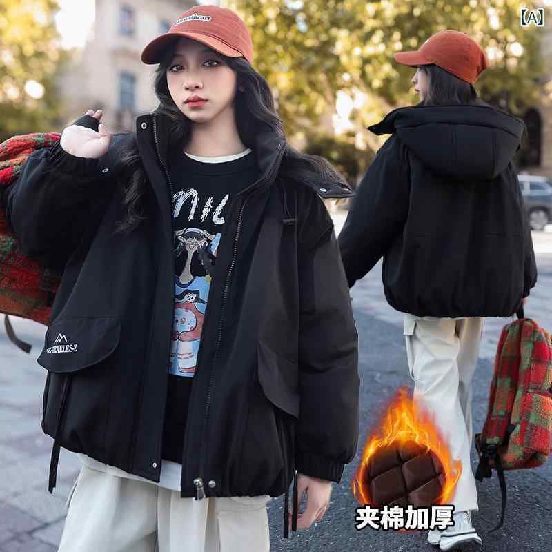 お子さん服 厚地の外套 ガールズ 秋冬 朦々たる アウター 上衣 お姉さん キッズ 中綿 120糎 130糎 140糎 150糎 160糎 170糎 愛くるしげ 韓国版 コート・ジャケット-レディースファッション