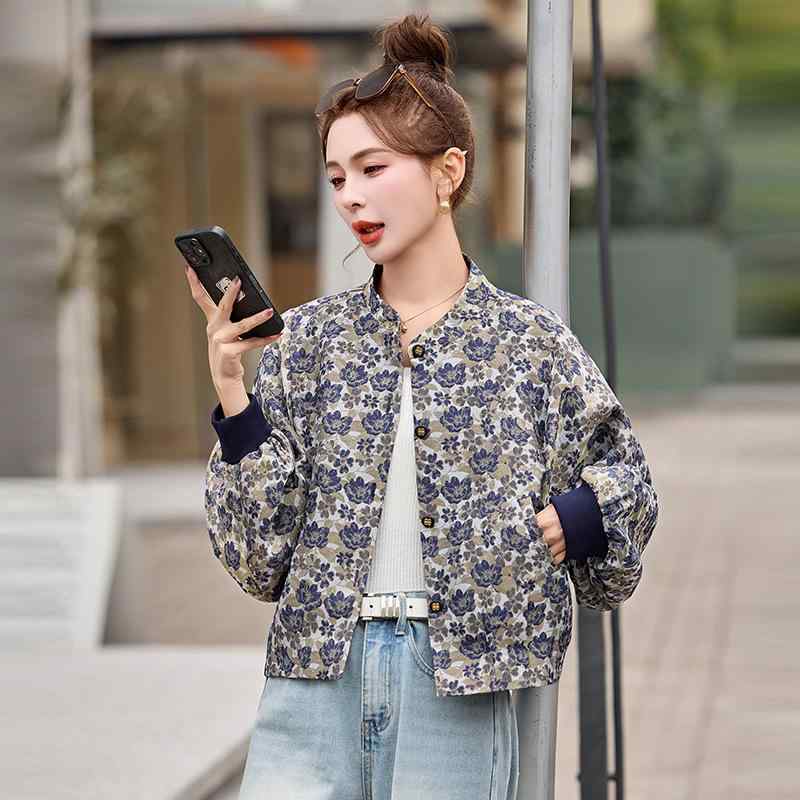 ジャケット レディース 春秋 レトロ かわいい 刺・墸 ポリエステル ゆったり ラウンドネック ショート丈 野球服 ジャンパー ブルゾン 通勤