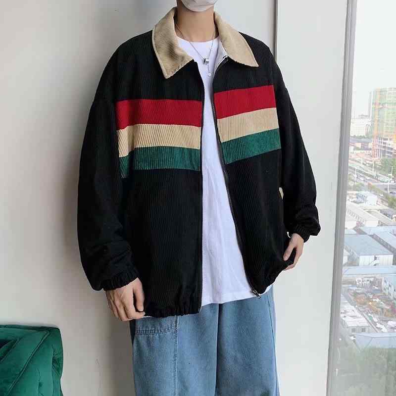 ジャケット 男性用 コーデュロイ 春秋 韓国風 配色 カジュアル 野球服 スタジャン