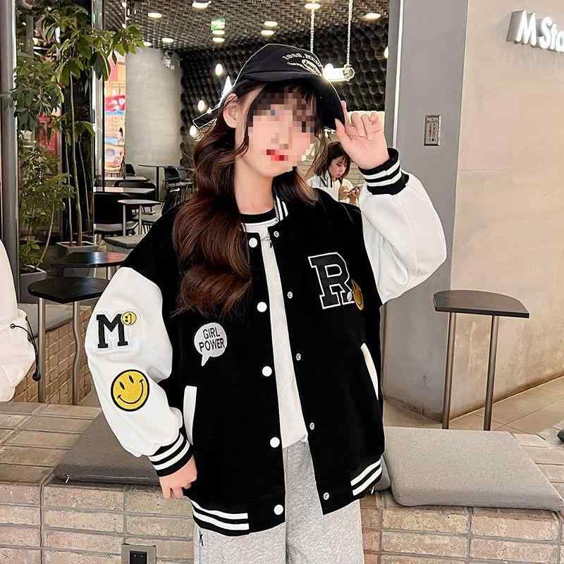 キッズ ジャケット 女の子 春物 子供服 ブルゾン ジャンパー スポーツ 普段使い ゆったり ブラック系