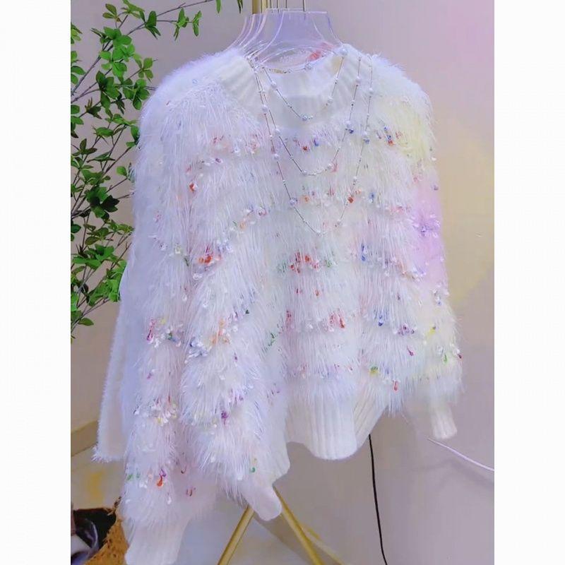 ニット レディース 秋冬 高齢 タートルネック 長袖 ふわふわ あったか ゆったり かわいい ピンク系 ホワイト 大きめサイズ
