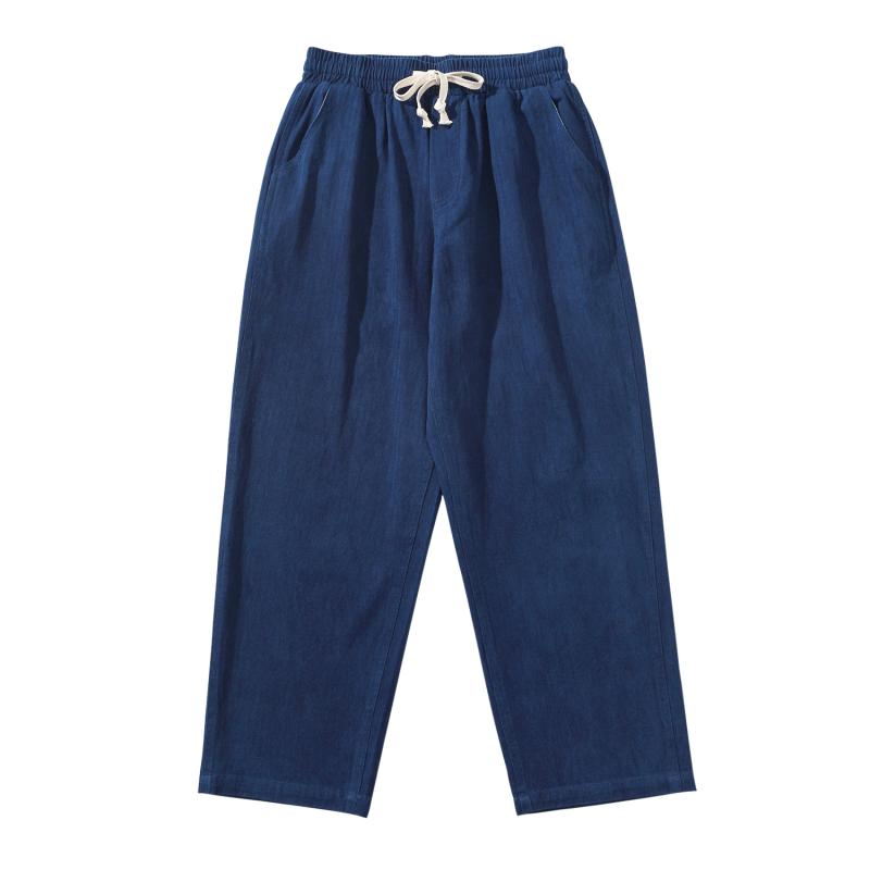 パンツ 男性用 ワークパンツ ワイドパンツ コットン インディゴ染め ストレート 多ポケット ゆったり リラックス アメカジ オールシーズン