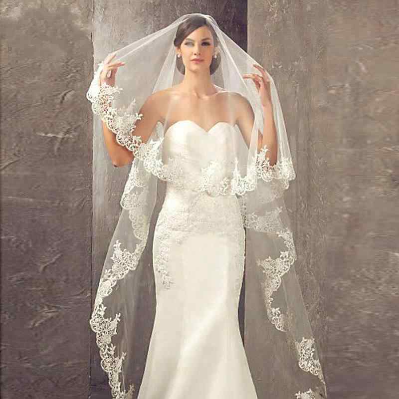 ウェディング ベール レディース ブライダル レース 花柄 結婚式 教会式 挙式 ヘッドドレス ヘアアクセサリー オフホワイト 長さ1.5m 3m