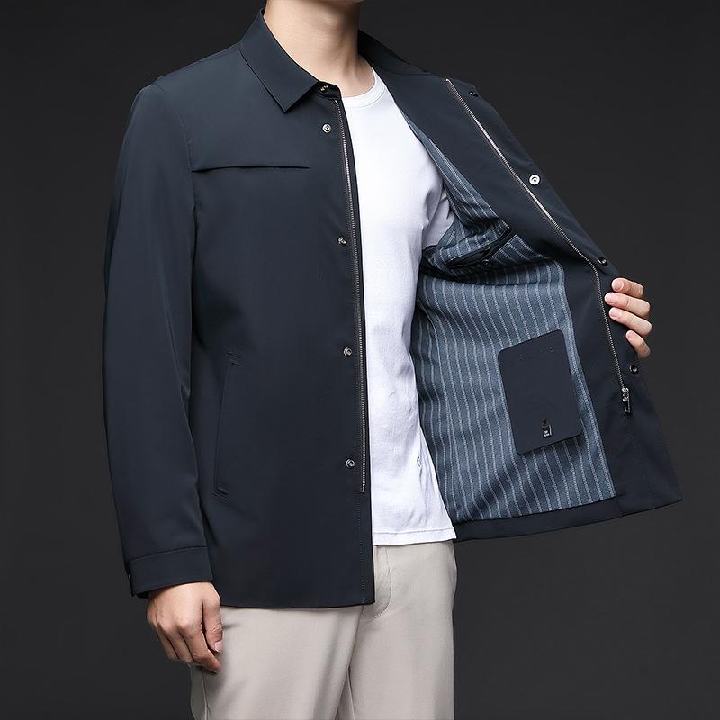 ジャケット 男性用 ブルゾン 春秋 紳士服 カジュアル 40代 50代 60代 襟付き 無地 薄手 ゆったり 羽織り 青 緑