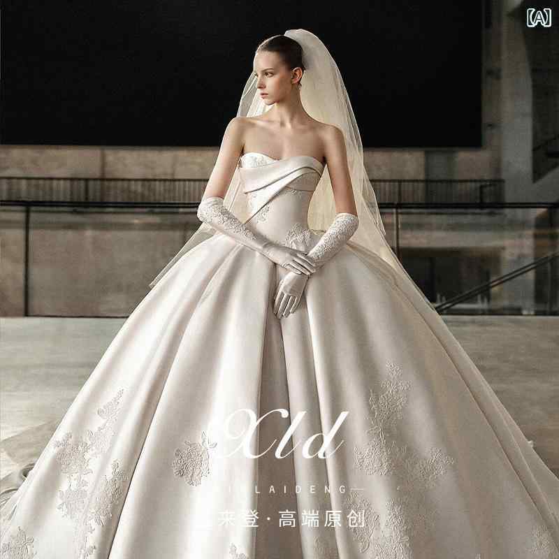 婚礼の儀お召しもの レディース 繻子 A伝達ルート 高腰 婚礼の儀 婚礼の儀 交歓会 ロングお召しもの スピード競技 ポリエステル XS S M L XL XXL レディースファッション-ウェディングドレス