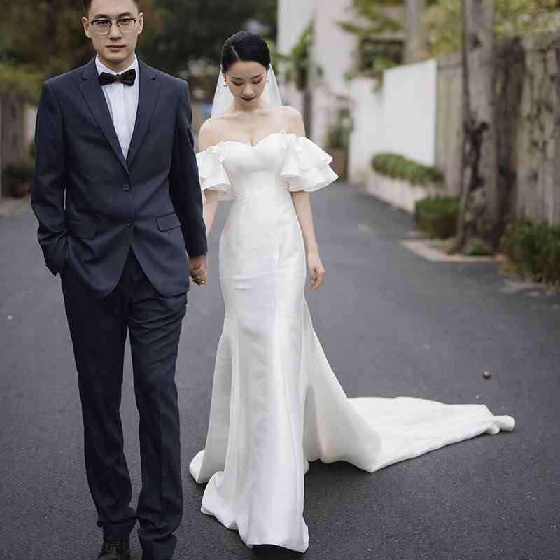 ウェディングドレス Aライン 高腰 緞子(サテン) ポリエステル ホワイト 結婚式 パーティー 二次会 花嫁 礼服 XS S M L XL XXL XXXL｜トミーショップ 店