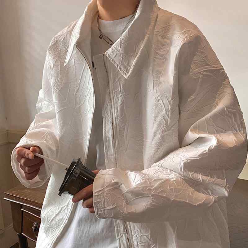 ジャケット 男性用 ナイロン 切り替え ?色 アウター 韓国風 カジュアル ゆったり 襟付き ブラック ホワイト M L XL XXL