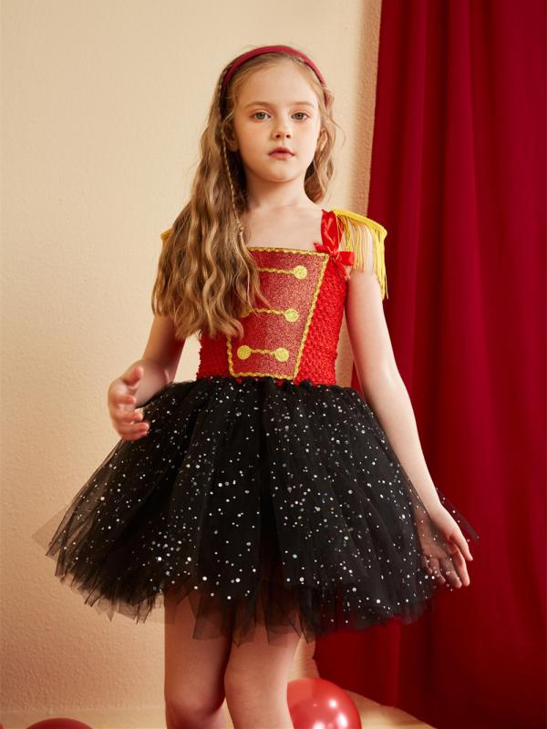 ワンピース キッズ 女の子 軍服風 セットアップ チュールスカート フリル 2点セット 子供服 コスプレ イングランド風 フォーマル 発表会 演奏会 春秋(x5)