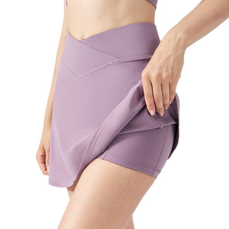 ヨガ ショートパンツ レディース スカート付き スポーツ ゴルフ テニス 高腰 スタイルアップ ポケット付き 春夏