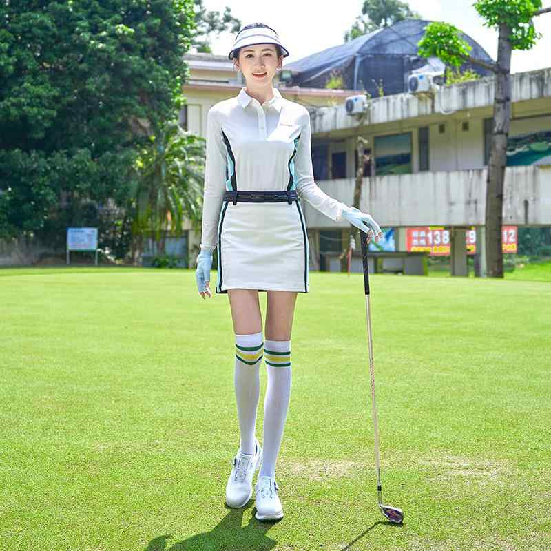 ゴルフウェア レディース ゴルフ長袖シャツ 女性用 伸縮性 スポーツTシャツ 軽量 通気性 ポリエステル ホワイト 運動着 ゴルフ 秋 スポーティー