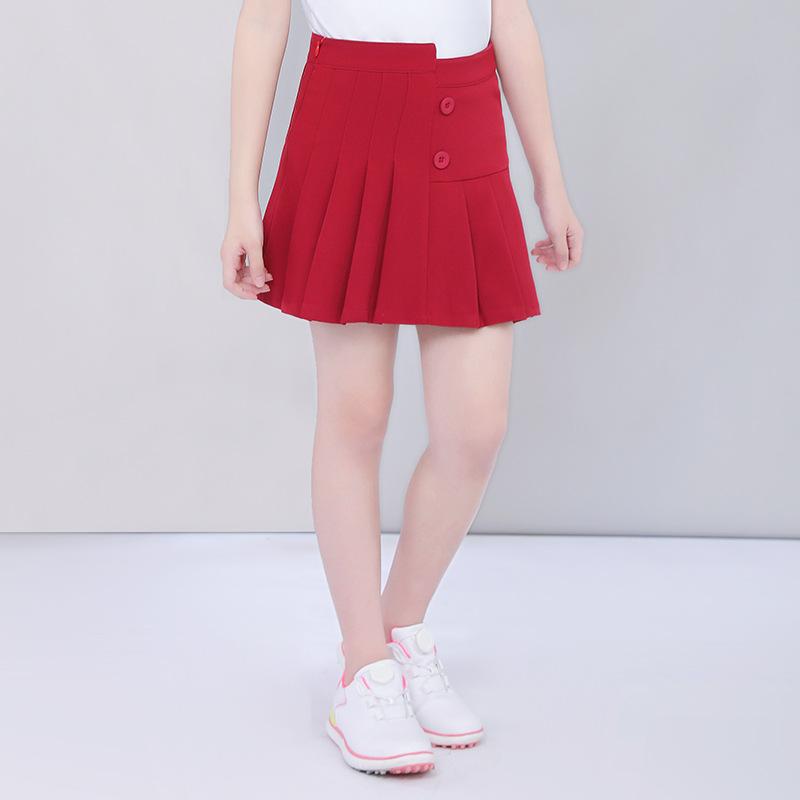 ゴルフお召しもの ガールズ キッズ 赤いこと 赤ちゃん用 学校風 運動競技 筋目スコート 庭球スコート 肌付きズボン下付き添い人 130 140 150 160 ポリエステル