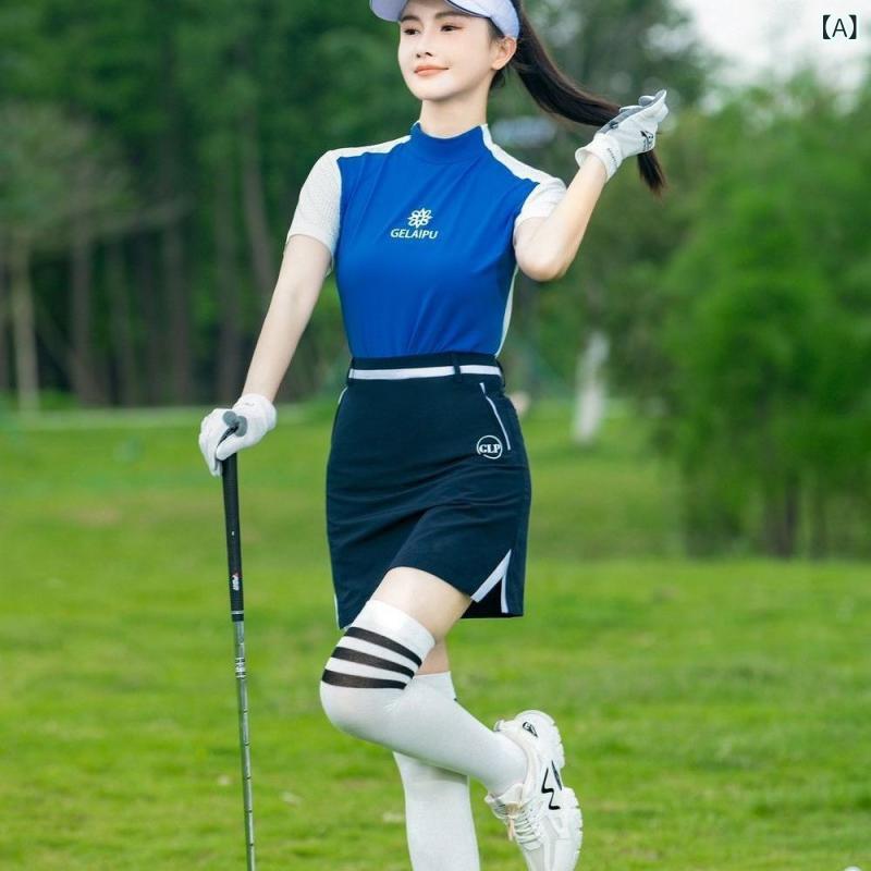 ゴルフ レディース セットアップ 春夏 ゴルフウェア 女性用 カジュアル 速乾 半袖 Tシャツ スカート 上下セット ブルー ピンク系 ホワイト 竹繊維 伸縮性 スポーティー