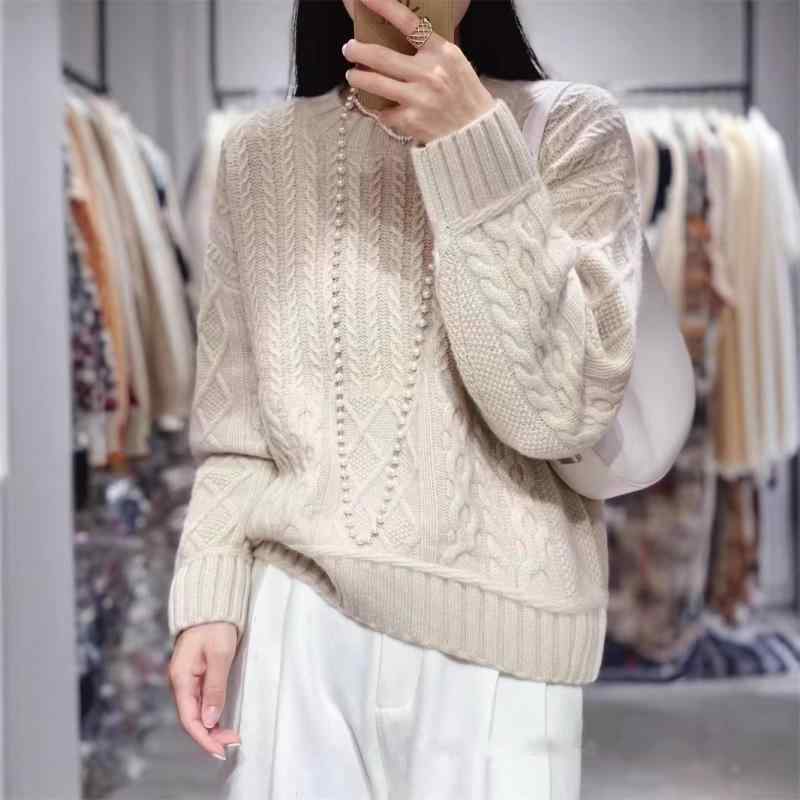 ニット レディース 厚手 ウール トップス ゆったり 長袖 プルオーバー ウール 混紡 暖かい 秋冬 通勤 オフィス カジュアル きれいめ かわいい|トミーショップ 店