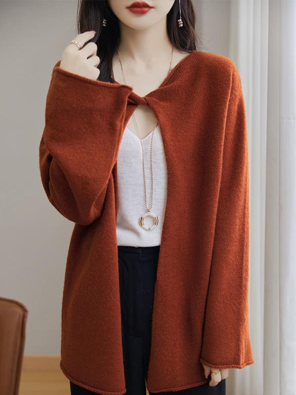 ニット レディース 羊毛 ゆったり 日韓スタイル 前後2way ファッション ケープ 秋冬 トップス プルオーバー ラウンドネック ドロップショルダー リブ袖 無地 ブラウン キャメル レッド 普段使い デート｜トミーショップ 店