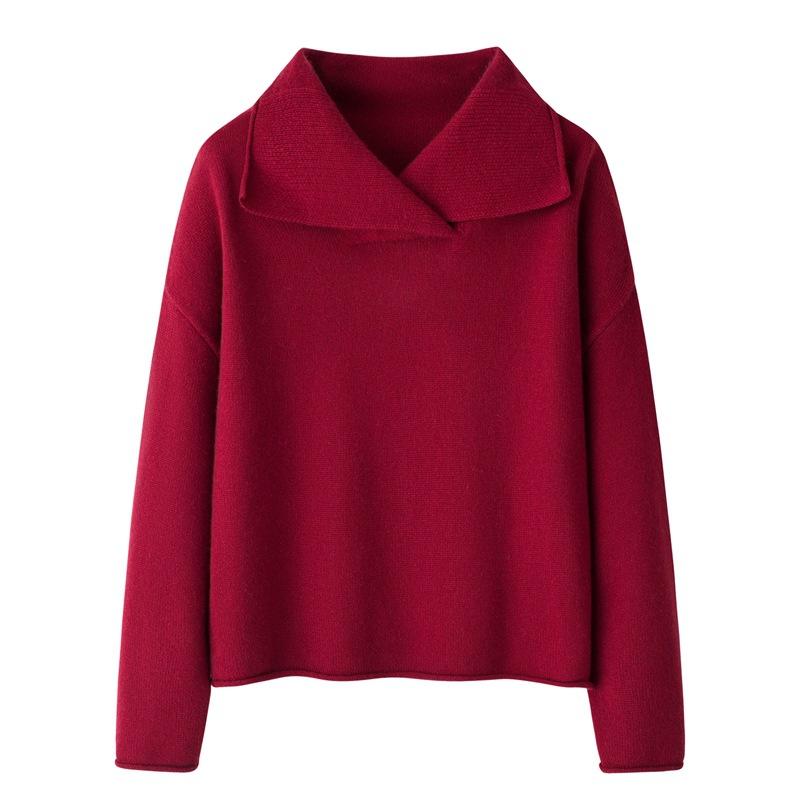 ニット レディース カシミヤ セーター Vネック プルオーバー ドロップショルダー ゆったり 厚手 カシミヤ95%以上 アンゴラレッド キャメル M L XL XXL レトロ 文芸 普段使い