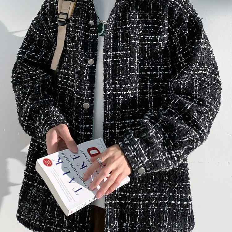 上衣 メンズ 成人男性用 烏兎 秋冬 ツィード 照合のしるし柄 襟付き添い人 心地好い 上衣 前掛け アウター トップス 羽織り 厚地の外套 ポリエステル 吸湿性