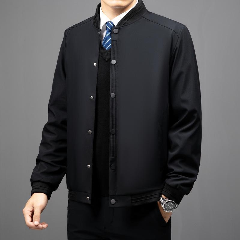 ジャケット メンズ 男性用 春秋 薄手 耐摩耗 伸縮性 無地 野球襟 ファッション カジュアル アウター ジャンパー ブルゾン 黒 ブラック グレー M L XL 2XL 3XL 4XL 5XL 6XL 7XL 8XL