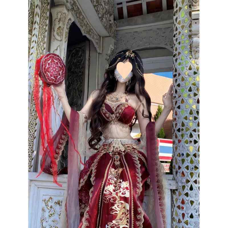 コスチューム レディース 西域 公主 敦煌 飛天 ドレープ チュール スカート 民族 衣装 belly dance ベリーダンス 社交ダンス 舞台 発表会 ショー ダンス イベント ハロウィン 仮装 団体