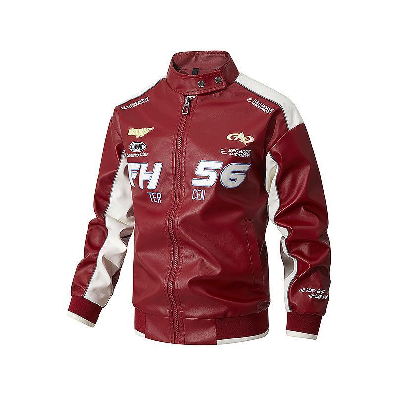 ジャケット 男性用 大きいサイズ レザー ブルゾン ライダース 人工皮革 立襟 ブラック レッド ホワイト M L XL 2XL 3XL 4XL 5XL 6XL 7XL 8XL