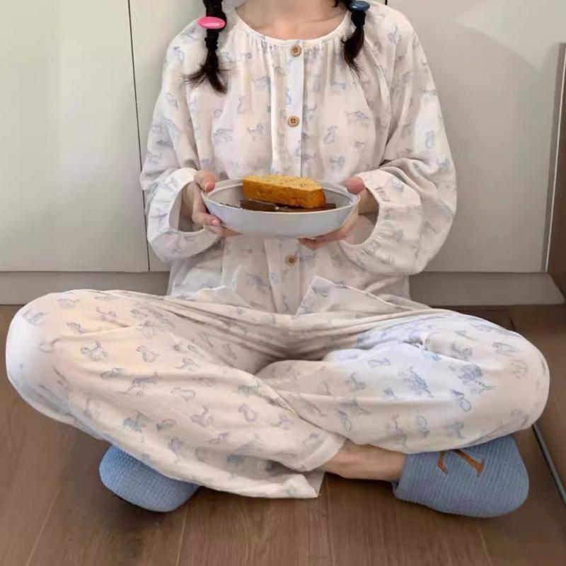 子供用パジャマ 女の子 母娘 ペアルック 綿 上下セット かわいい アニマル柄 プリント 春夏 ルームウェア 部屋着 80 90 100 110 120 130 140 150