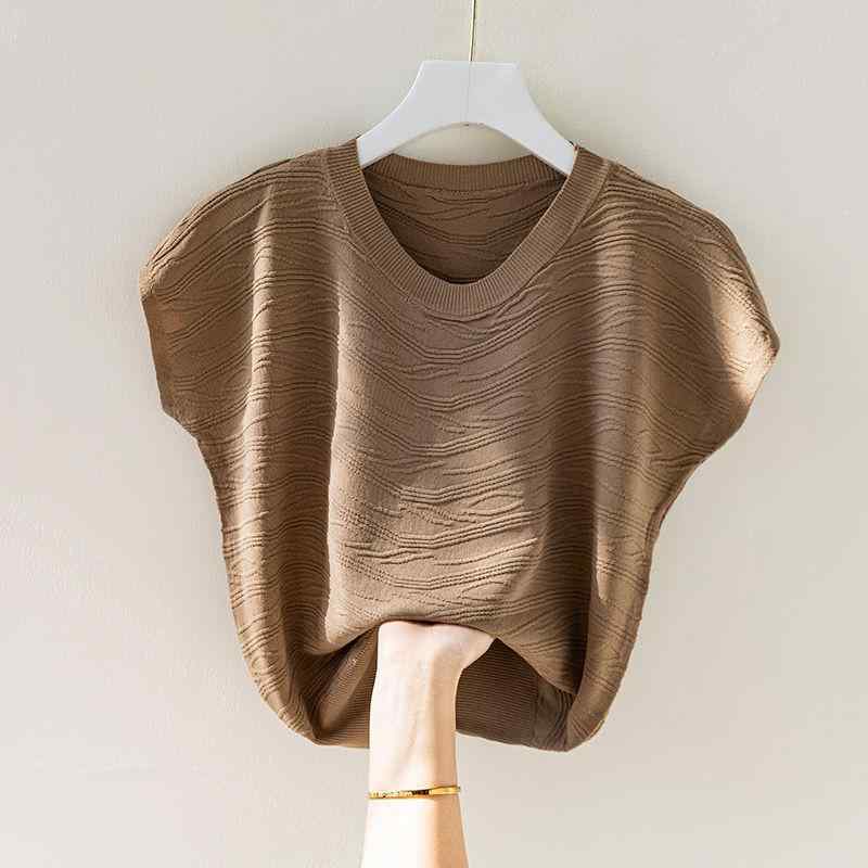 Tシャツ レディース 大きいサイズ 接触冷感 チュニック 半袖 ニット サマーニット ゆったり 体型カバー Aライン トップス カットソー ラウンドネック 無地 春夏