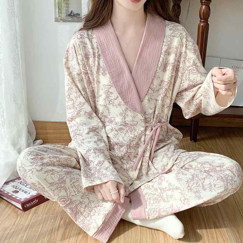 マタニティウェア レディース 産後ウェア 授乳服 ルームウェア 綿 長袖 春夏 薄手 妊婦 パジャマ 大きいサイズ 吸汗性 かわいい 和風 花柄 部屋着