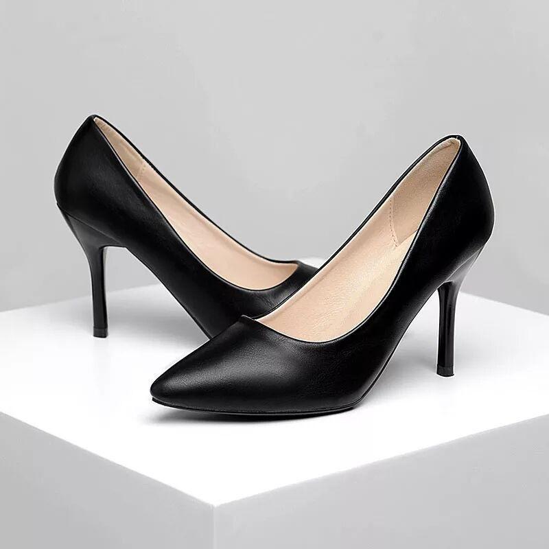 パンプス レディース 黒色 ハイヒール 6cm 8cm 5cm 3cm 本革調 チャンキーヒール ラウンドトゥ オフィス リクルート フォーマル 婦人靴 春 通勤