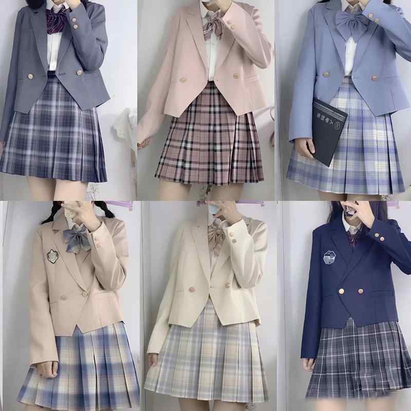 ジャケット レディース JK制服 ブレザー エンブレム付き Vネック スリム ポリエステル 無地 ショート丈 オフィス かわいい 紺 黒 グレー 春秋冬 XS S M L XL XXL 3XL 4XL 5XL