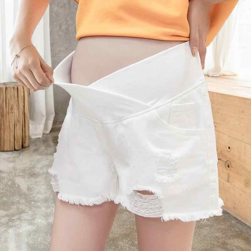 マタニティ デニム ショートパンツ 春夏 妊婦 産前 産後 ゆったり ワイドレッグ コットン 薄手 ホワイト ブラック ブルー 3分丈