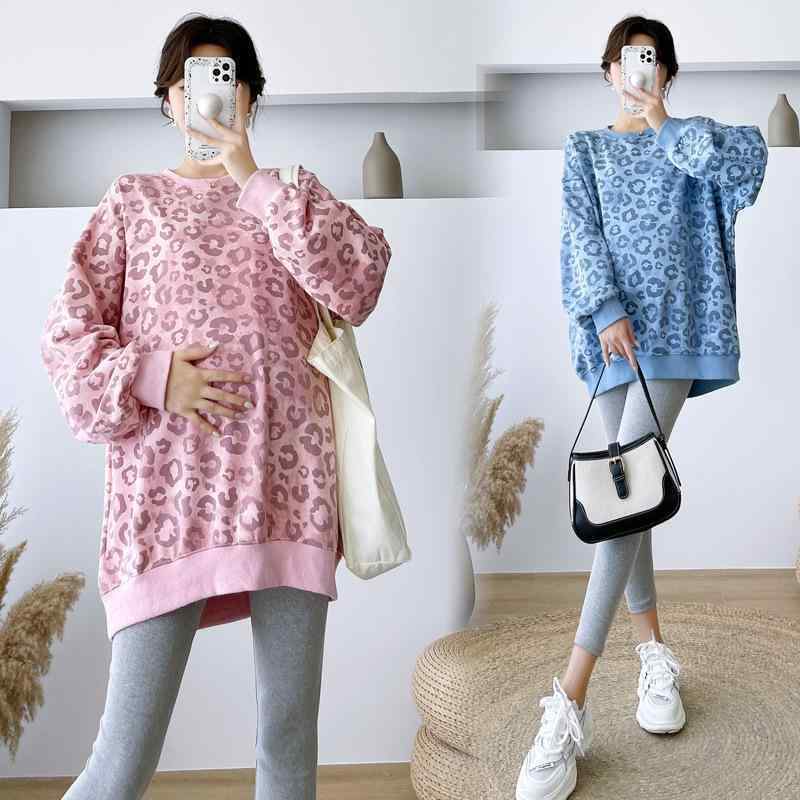 マタニティ トップス & パンツ セットアップ 春秋 産前 産後 ゆったり 長袖 部屋着 普段使い ポリエステル ブルー ピンク グレー