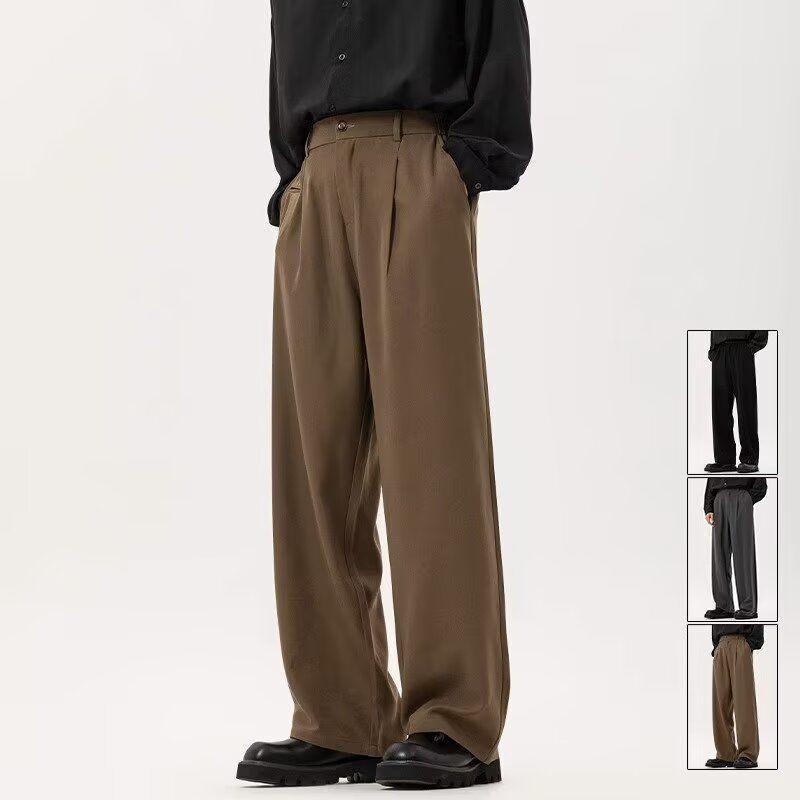 パンツ 男性用 リラックス ワイドレッグパンツ ストレートパンツ カジュアルパンツ 切り替え 伸縮性 普段使い 部屋着 春