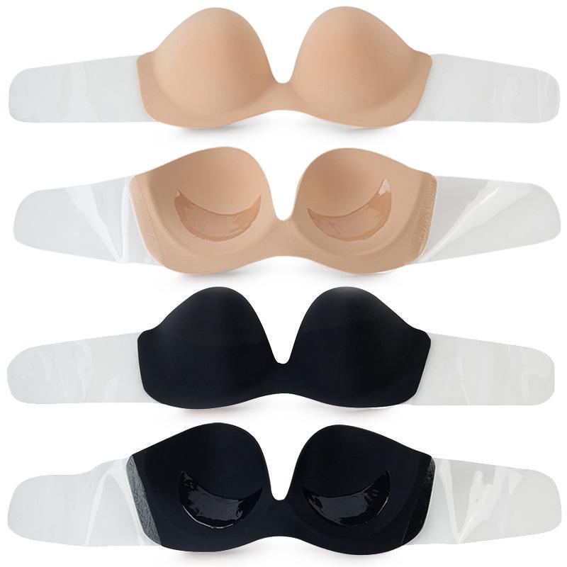 ブラジャー 大 Bust ウェディングドレス用 肩紐なし 粘着 ストラップレス シームレス 谷間メイク ずれない ベージュ ブラック B C D ライクラ スパンデックス 通気性