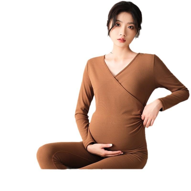 マタニティウェア 秋冬 授乳服 調整可能 部屋着 長袖 長ズボン ポリエステル 肌に優しい 伸縮性 リラックス ウェア 産後 パジャマ M L XL XXL XXXL