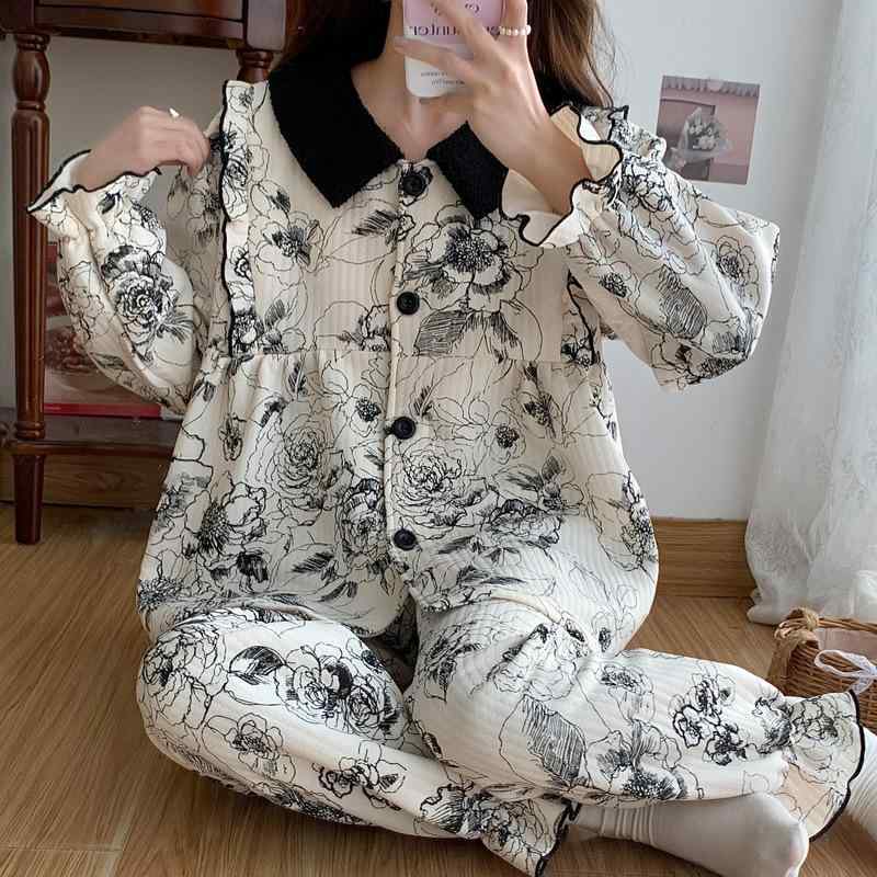マタニティウェア 大きいサイズ パジャマ 授乳服 産後 婦人服 秋冬 長袖 長ズボン 部屋着 ポリエステル