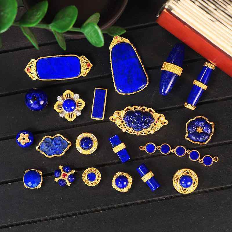 ブレスレット レディース S925シルバー 24K金メッキ ラピスラズリ DIY アクセサリー パーツ 車輪珠 ビーズ ネックレス ペンダント 手牌 飾り 新中式 エスニック ボヘミアン 個性的 縁起物 ギフト