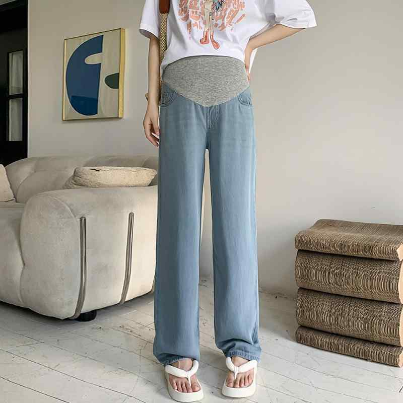 マタニティ デニム パンツ ライセル 天 ? ス カ ッ ト 直筒 ?松 天空 藍 ?古 藍 浅 藍